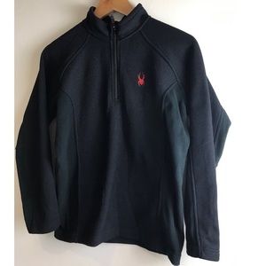 Boys Spyder 1/4 zip black size large
